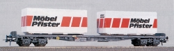 Wagon plat type Rs charg&eacute; de 2 conteneurs