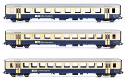 Coffret de 3 voitures "Lötschberbahn" portes louvoyantes A-AB-B