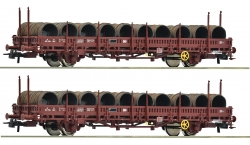 Coffret de deux wagons plats type Ks charges de fil machine, epoque IV